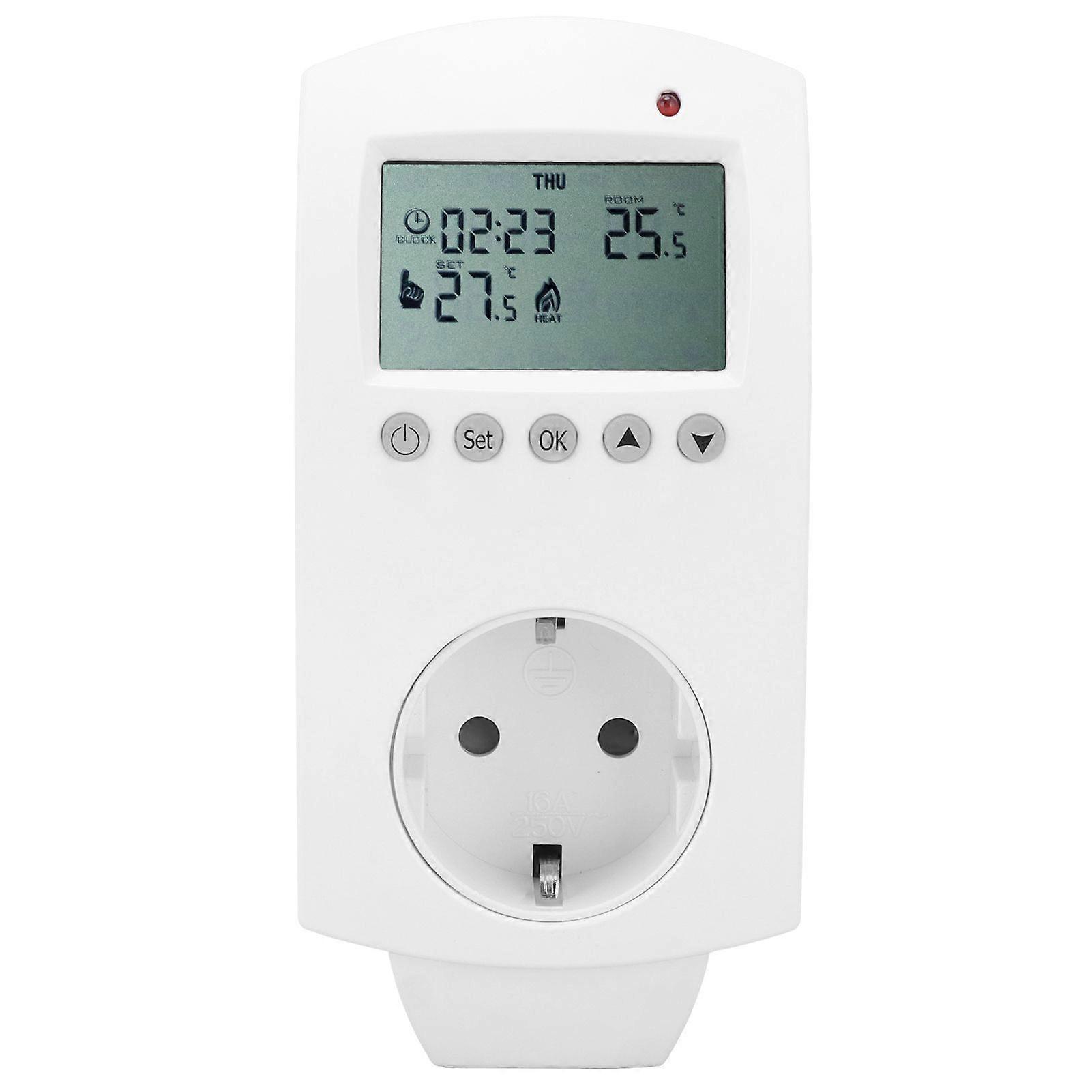 Plugin Thermostat LCD Programmable Heating Temperature Controller 16A  AC230V
