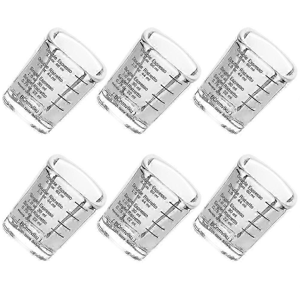 6Pcs Transparent Glass Coffee Measuring Cups for Precise Measurement