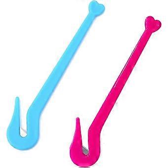 2pcs Kunststoff Elastischer Haarbandentferner Tragbarer Haarbandschneider (Blau + Rosenrot)