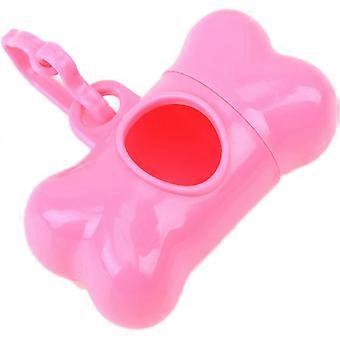 Dispenser för bajspåse - Benformad hållare för avfallspåse för sällskapsdjur - Soppåse av plast - Miljövänliga läckagesäkra avfallspåsar för husdjur (rosa)