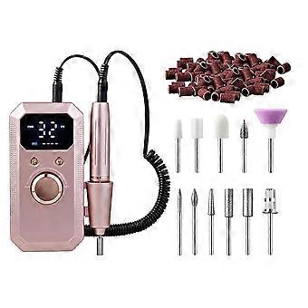 Portable Professional Electric Nail File, 32-Speed Rechargeable File with Led, Cordless Kit (Including Drill Bit), for Removal & Manicure, Suitable Sa