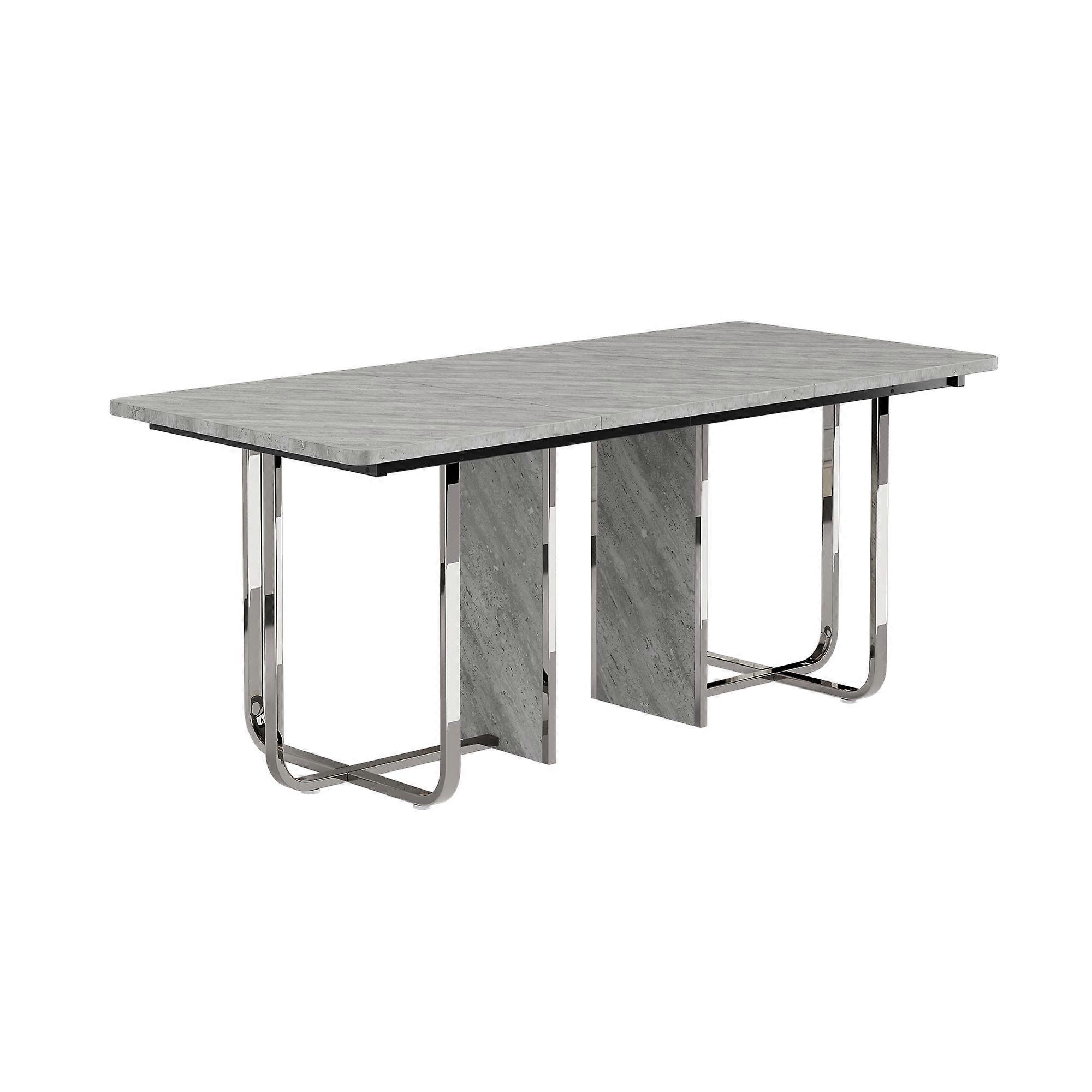Modern Rectangular Dining Table 180x80cm, 150kg Load, For Dining Room, Grey Silver
