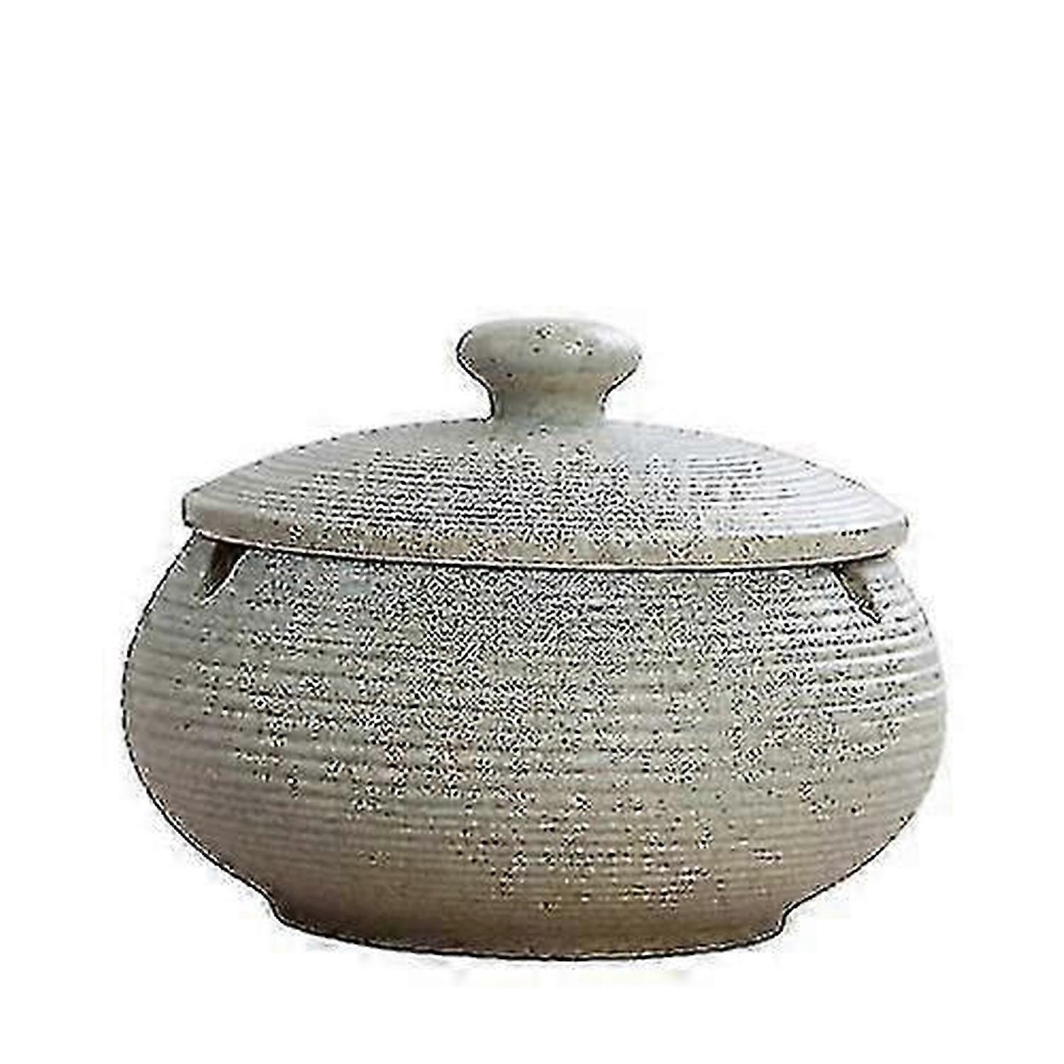 Ceramic Ashtray With Windproof Lid For Indoor Outdoor