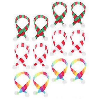 Conjunto de 12 mini cachecóis decorativos de Natal para bonecas de pelúcia, acessórios para fantasias e decoração.
