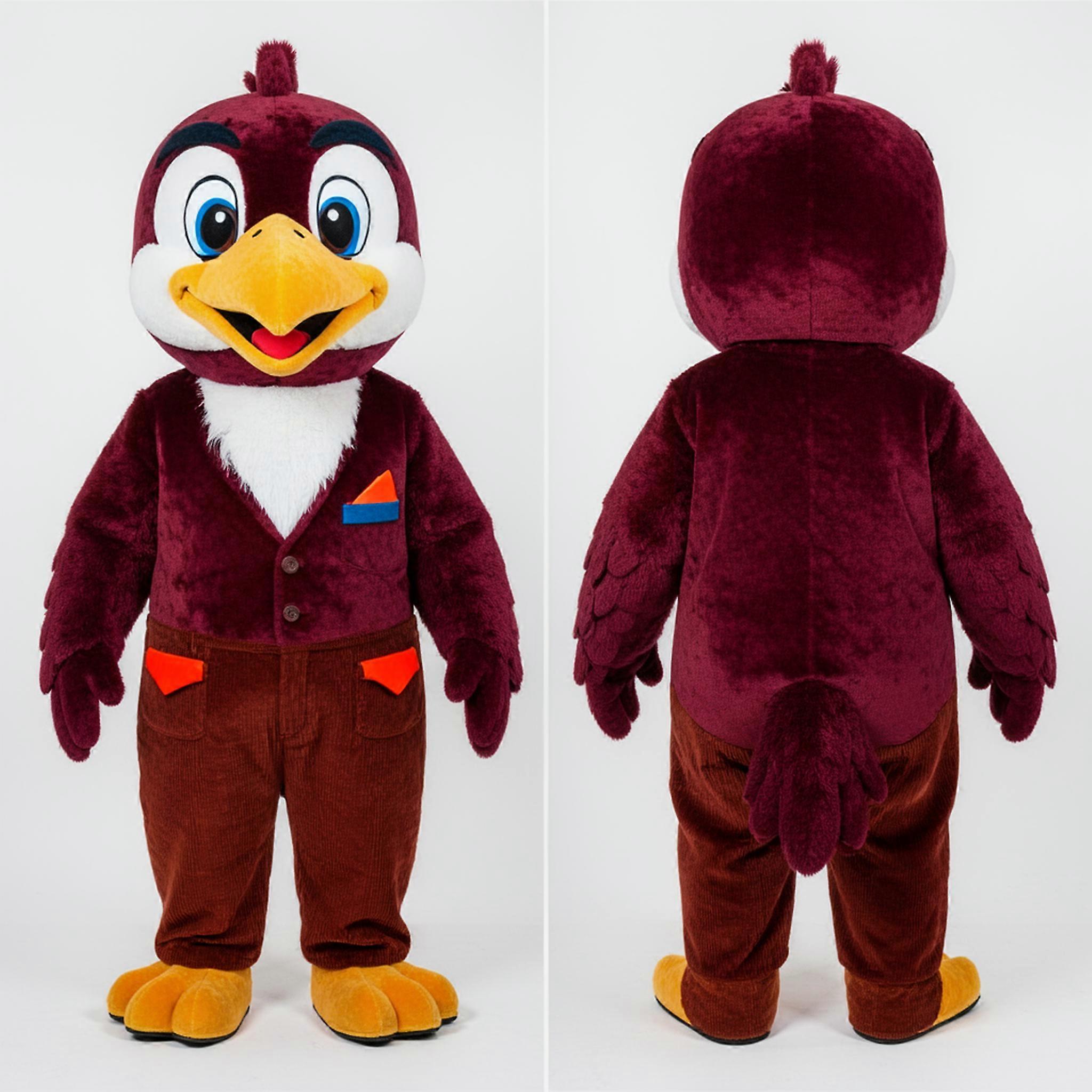 MASTICOT Maroon Feathered Woodpecker Mascot