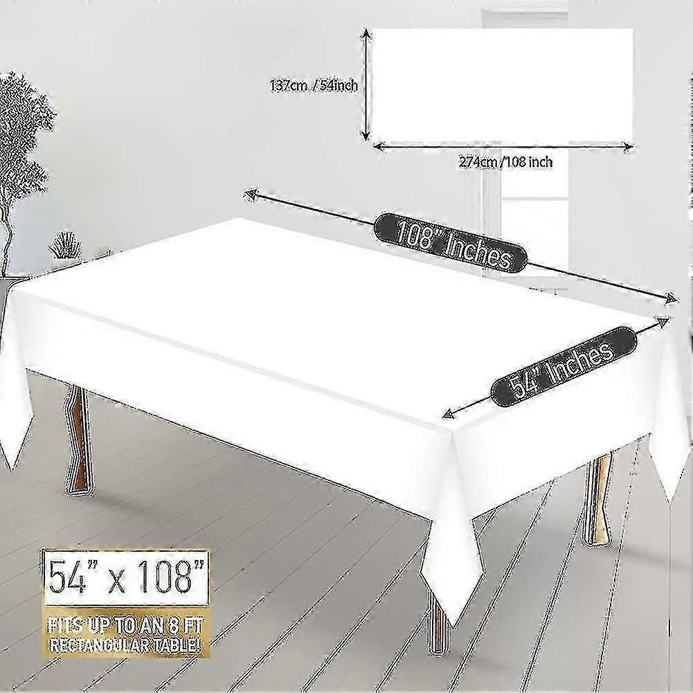 4 Pack Disposable Plastic Tablecloths. Plastic Rectangle Pure White Tablecloths 2m*2m