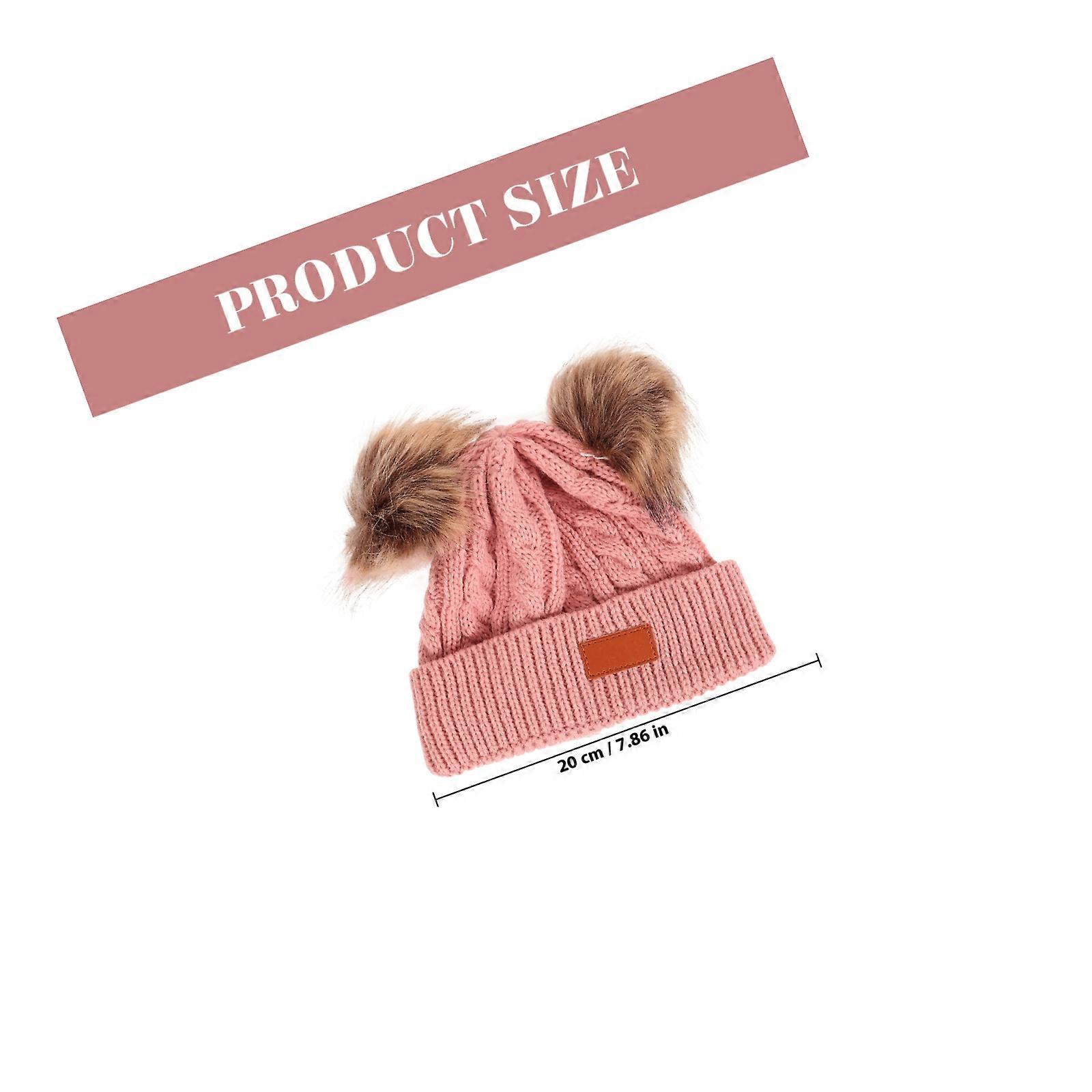 Kinderstrickmütze mit doppeltem Bommel, Herbst/Winter