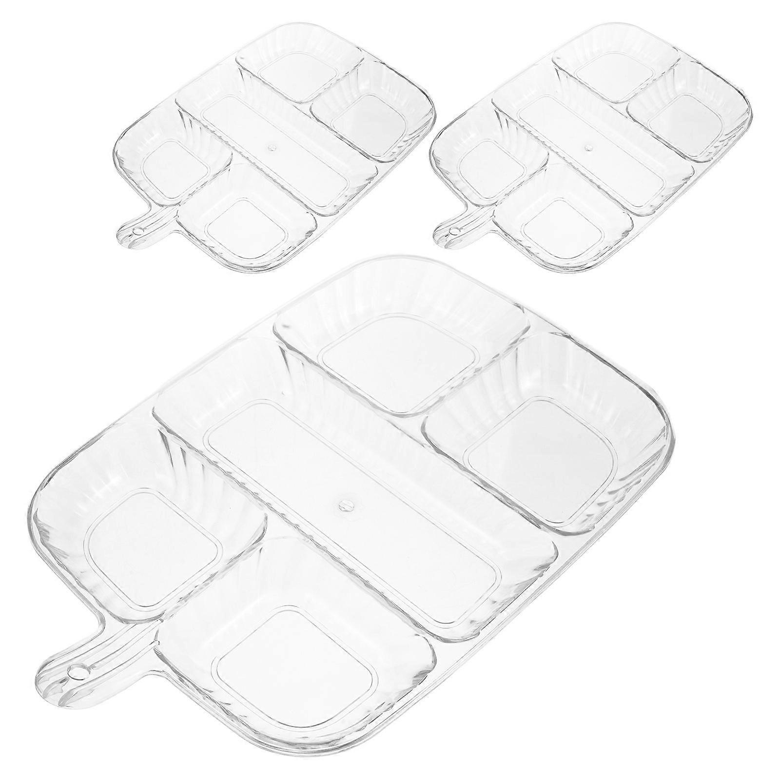 Kitchen Storage Tray Plastic Divided Serving Dish for Snacks 3Pcs