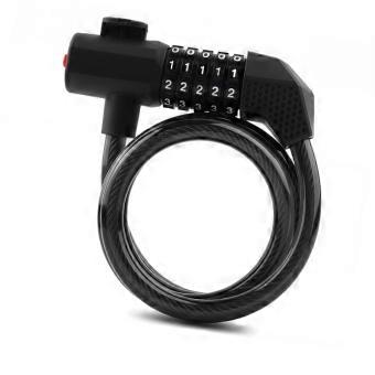 Double Access Cycle Cable Lock with Five-Digits Combination and Key Operations, Flexible Coiled Structure for Securing a Bicycles While Parked