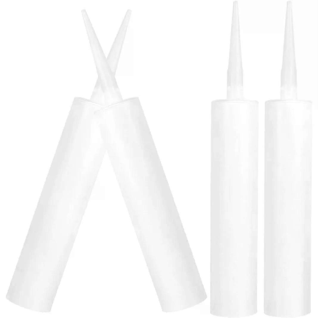 4 Pack Refillable Caulk Tubes 300ml White Plastic Nozzle Tip
