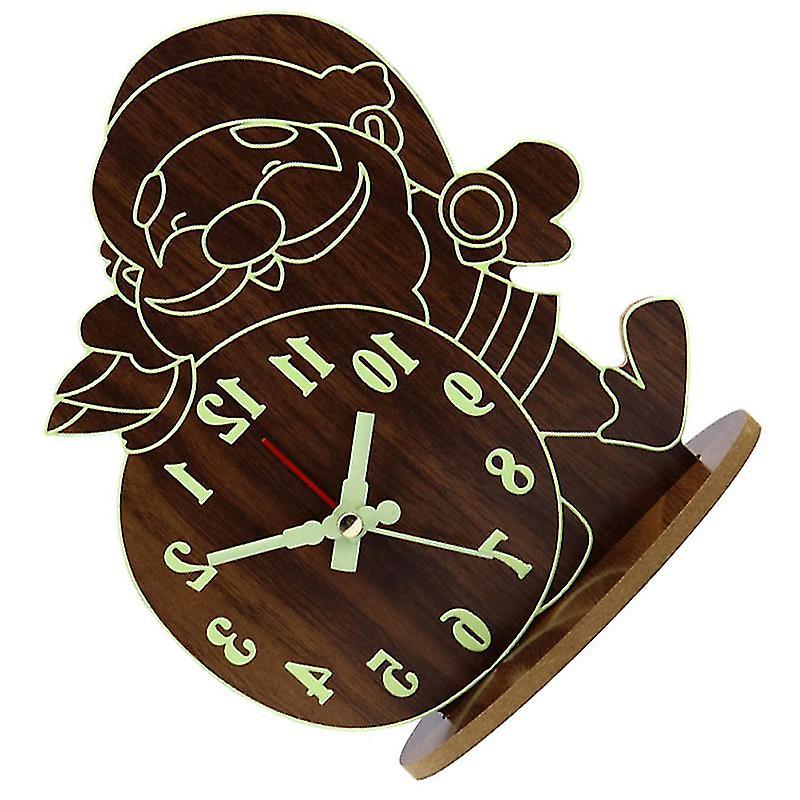15.5X13.8cm Wall Clocks Cartoon Santa Clock Luminous Clock Wooden Numeral Alarm Clock Wit