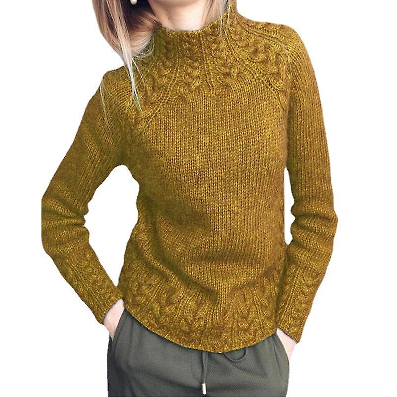 Damenpullover Mode Einfarbiger Hanfmuster Strickpullover für Frauen