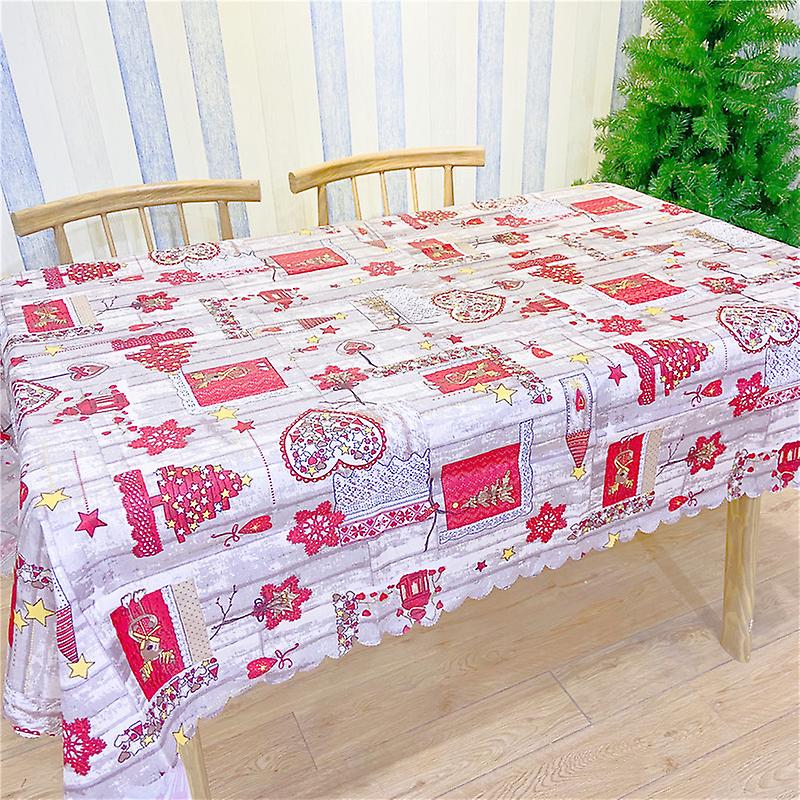 Julduk rektangulär tvättbar rynksäker semesterduk, används för julfamiljsamling, matsalsbordsdekorationb)