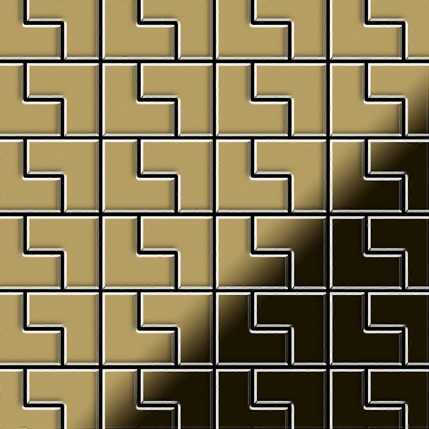 Mosaik Fliese massiv Metall Titan hochglänzend in gold 1,6mm stark ALLOY Kink-Ti-GM Designed by Karim Rashid 0,93 m2
