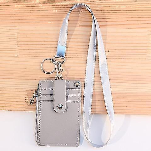 Grey Pu Leather Business Card Display Holder Case Korean