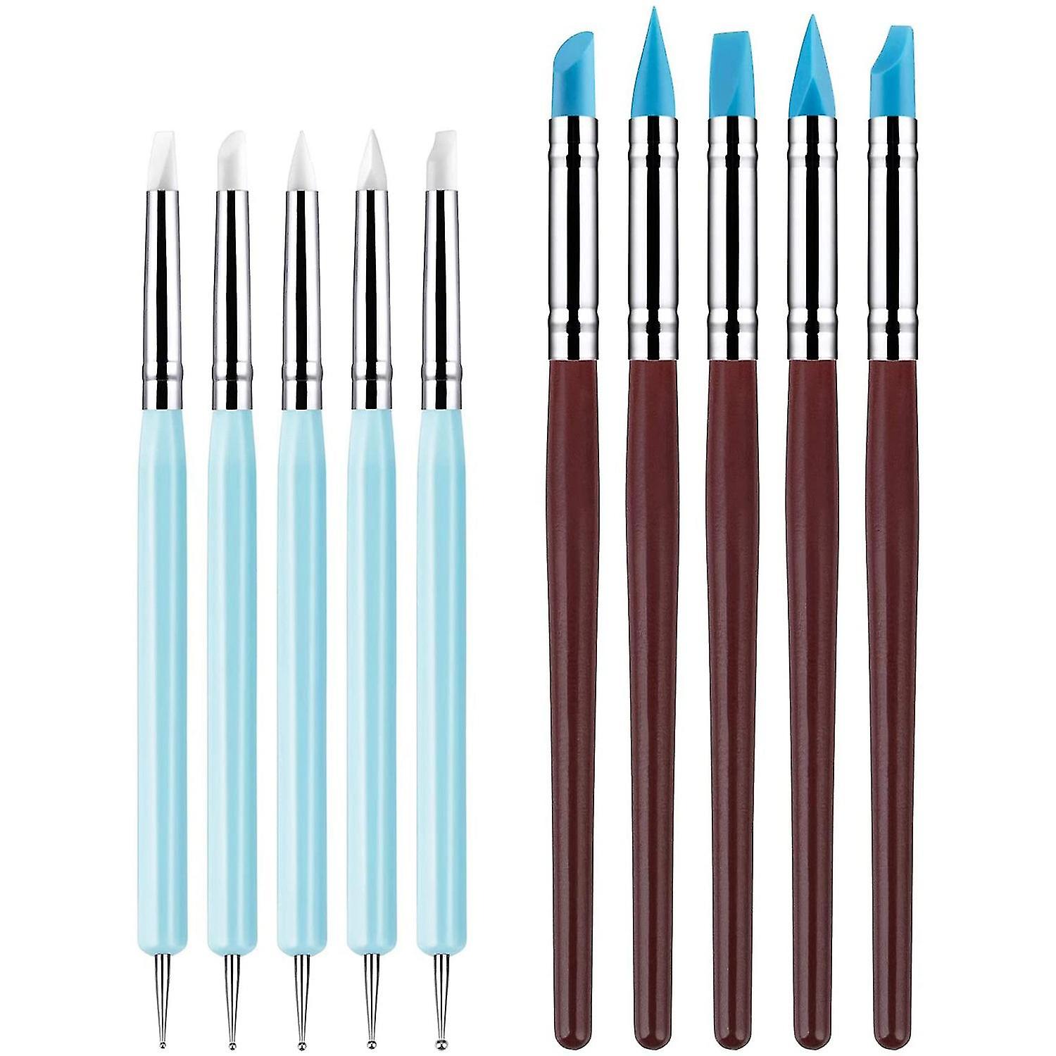 10pcs Silicone Clay Sculpting Tool, Modeling Dotting Tool & Pottery Craft Use For Diy Handicraft