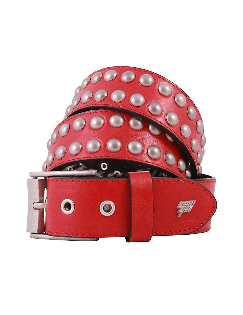Sphere Leather Belt in Red