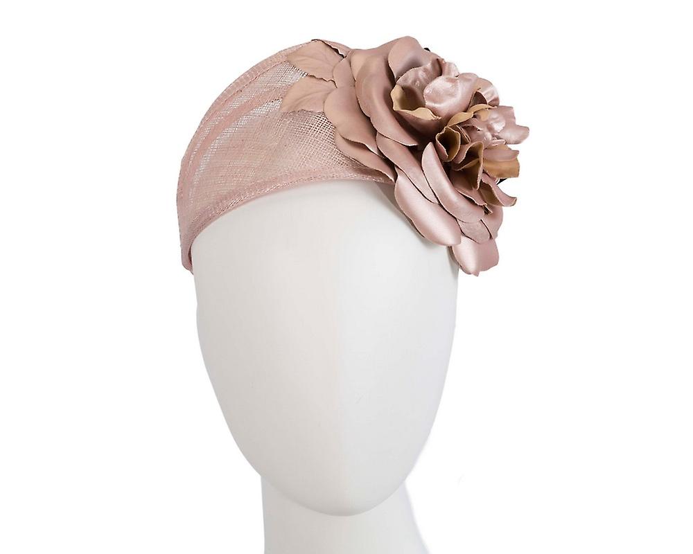 Wide rose gold leather rose hеаdbаnd fascinator by Max Alexander MA844RG