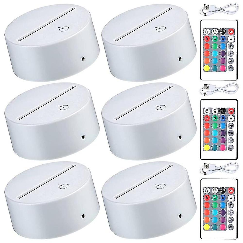 6 Pieces 3d Night Led Light Lamp Base 16 Colors Base, Decorative Light Lamp Base For Acrylic And Re