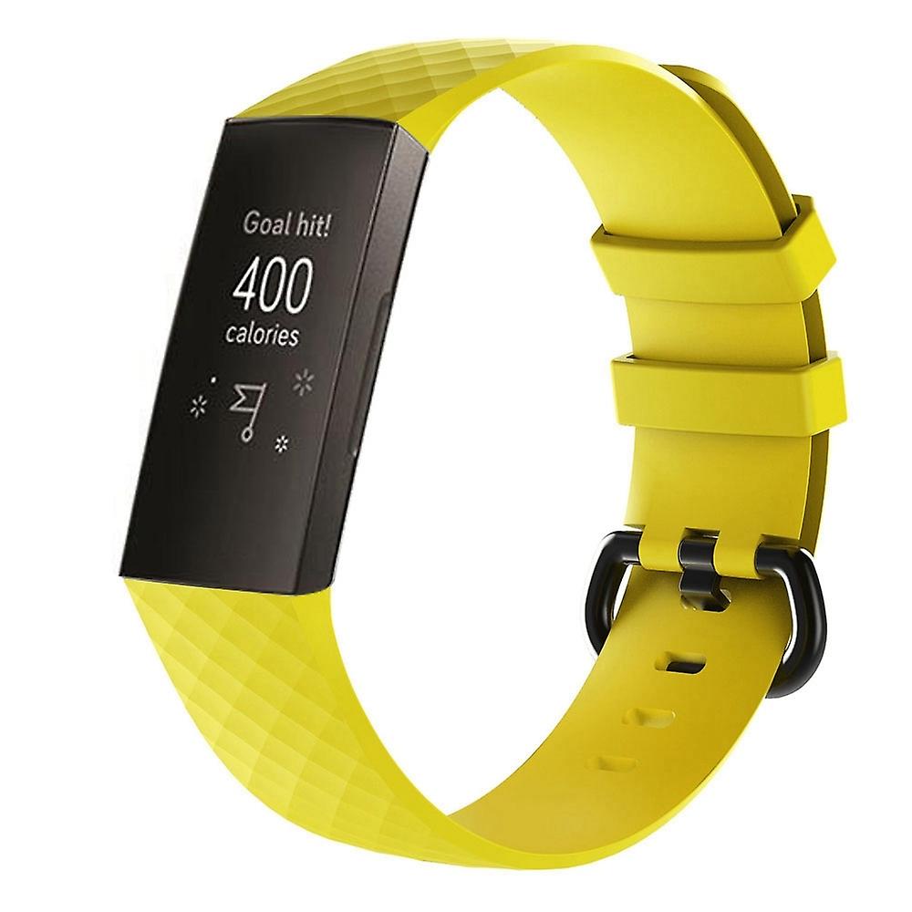 Diamond Pattern Silicone Watch Band for Fitbit Charge 4 Large Size:210*18mm(Black) Size210x18mm