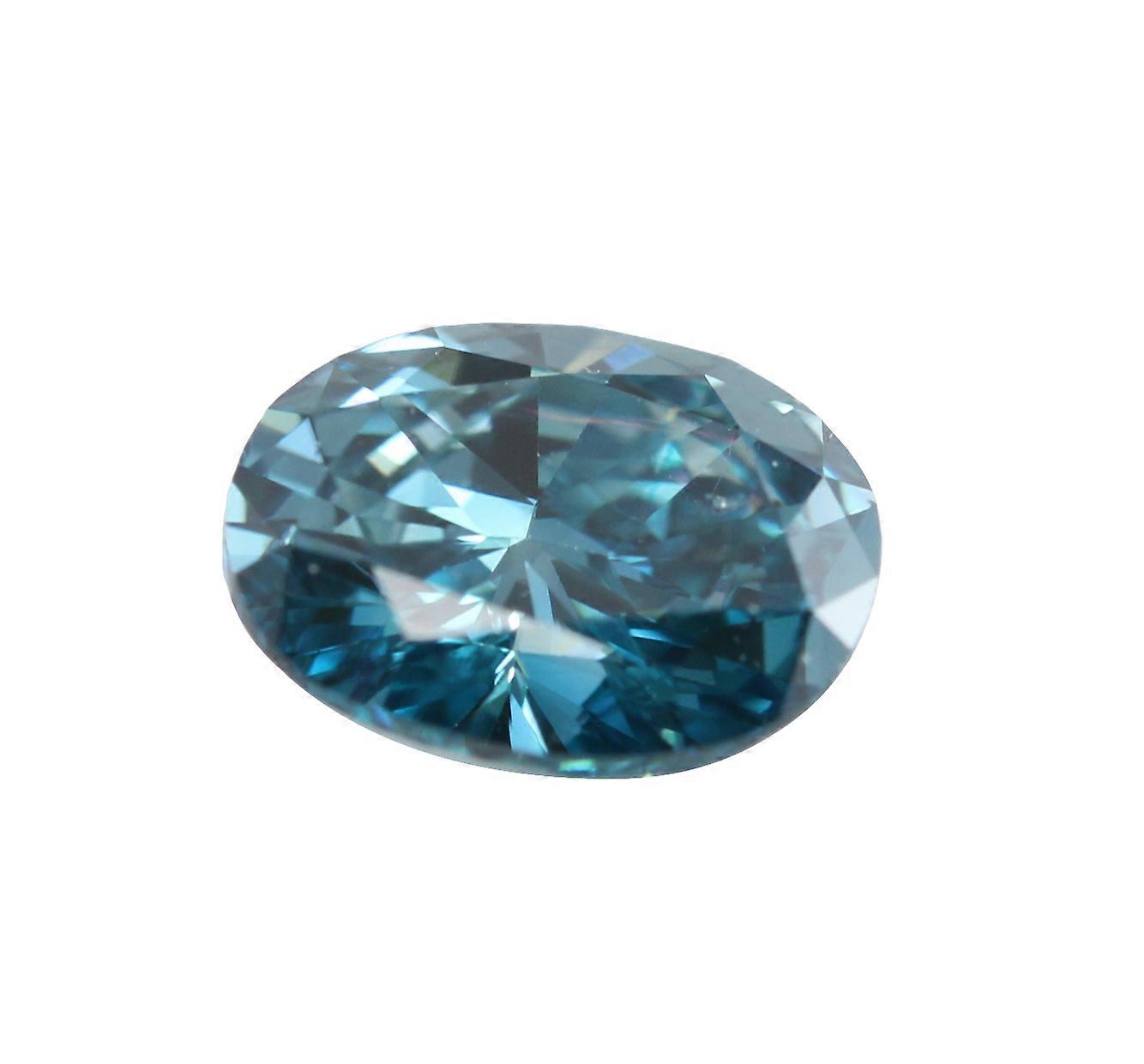 Oval Cut Loose Diamond (0.51 Ct,Ocean Blue(Irradiated) Color,SI1 Clarity)
