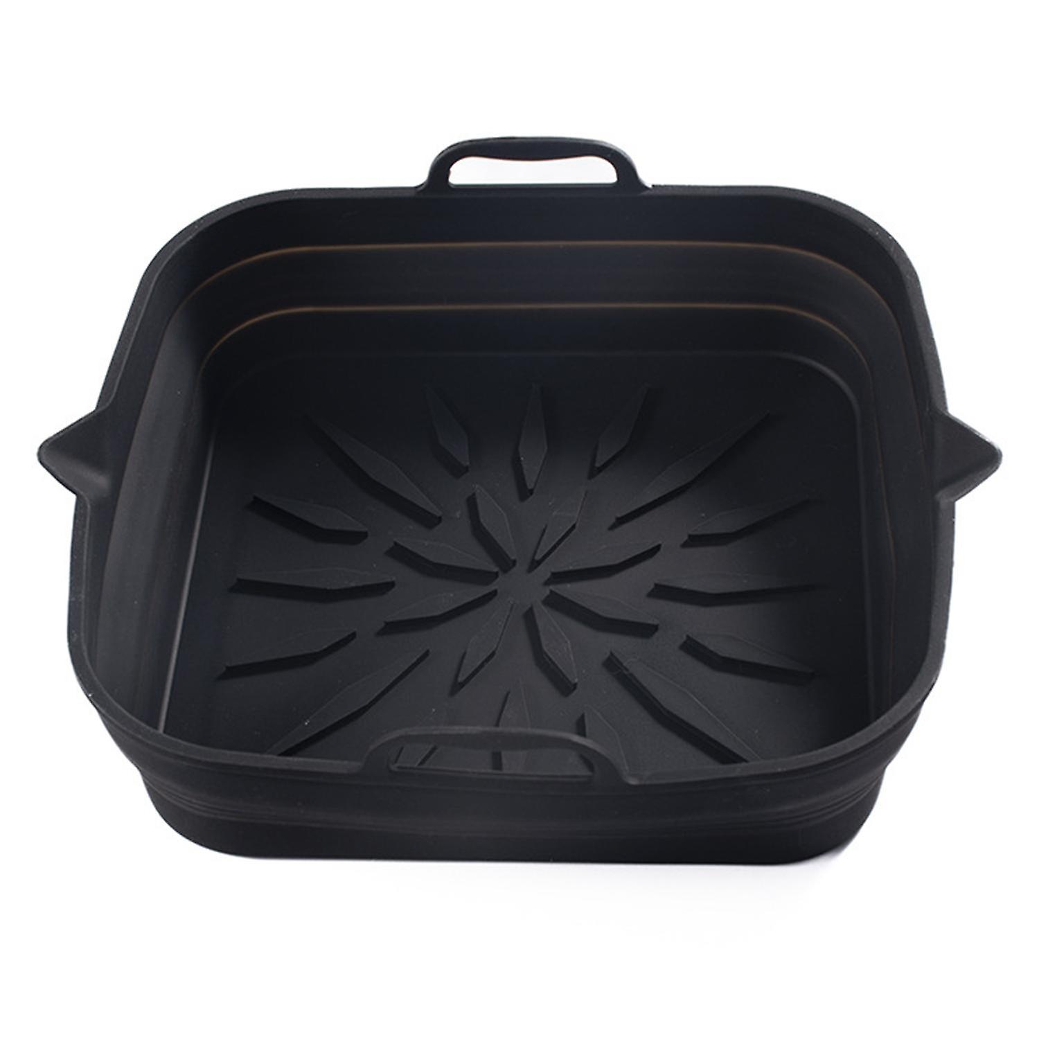 Baking Pan Temperature Resistant Oilproof Handle Design Easy Clean Fryer Square Silicone Liner Tray