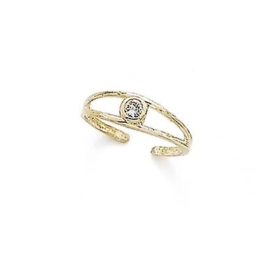 14k Yellow Gold White Cubic Zirconia-Cubic-Zirconia toe ring-toe ring for Women