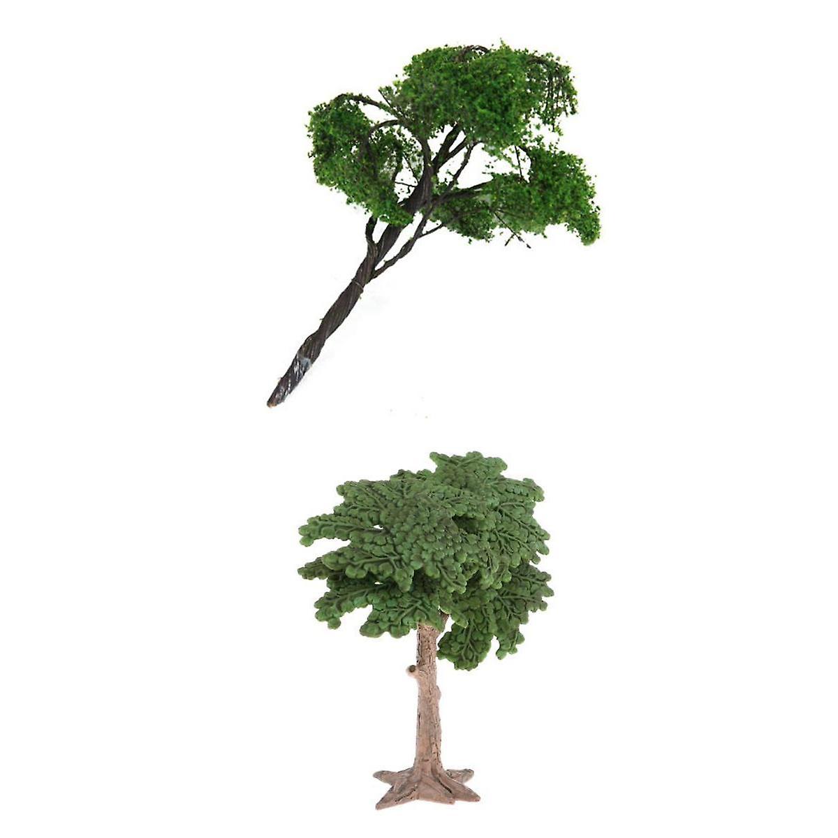 2pcs Model Tree Cycad Cypress + Elm Tree for Landscape Diorama Scenery