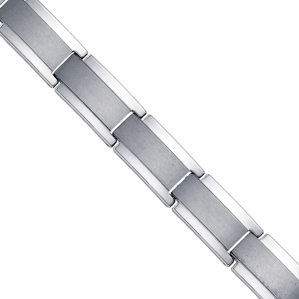 Pulseira masculina de tungstênio preto polido, 13 mm, 8,5 polegadas.