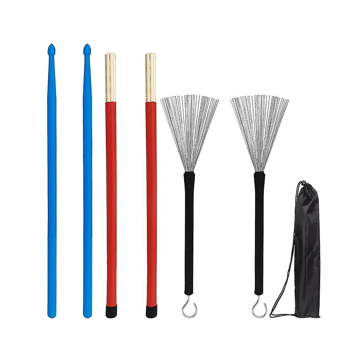 Drum Wire Brush Drum Brush+nylon Drum Stick+bundle Stick+stora Bag Percuss Accessories Drum St