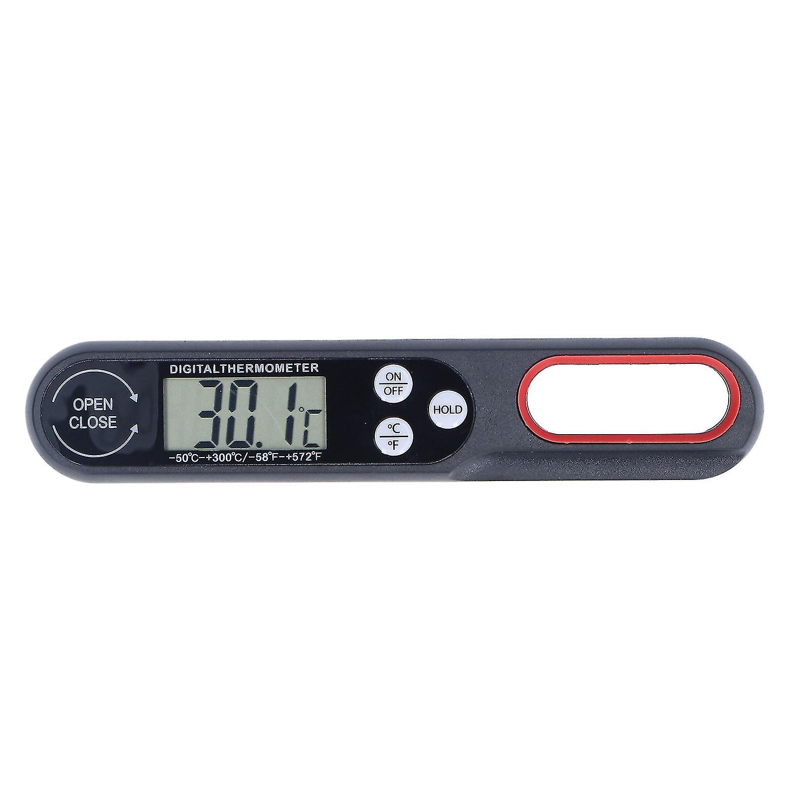 Digital Food Thermometer, Instant Read, Accurate, Foldable, for BBQ, Cooking, with Battery, Black