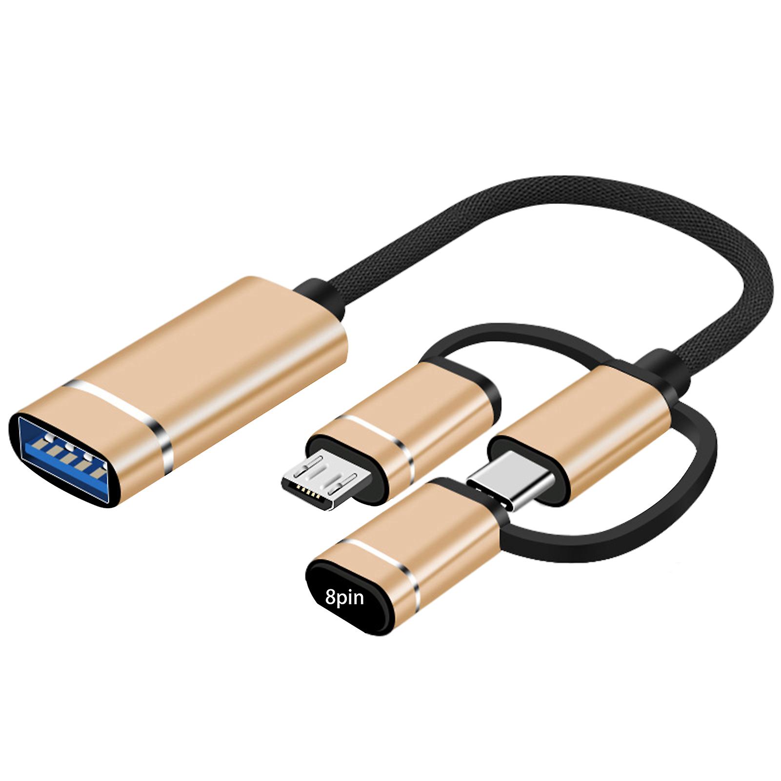 Audio Adapter Cable 3-in-1 Multifunctional USB to Type-C/8-Pin/Micro USB Phone Converter Smartphone Accessory