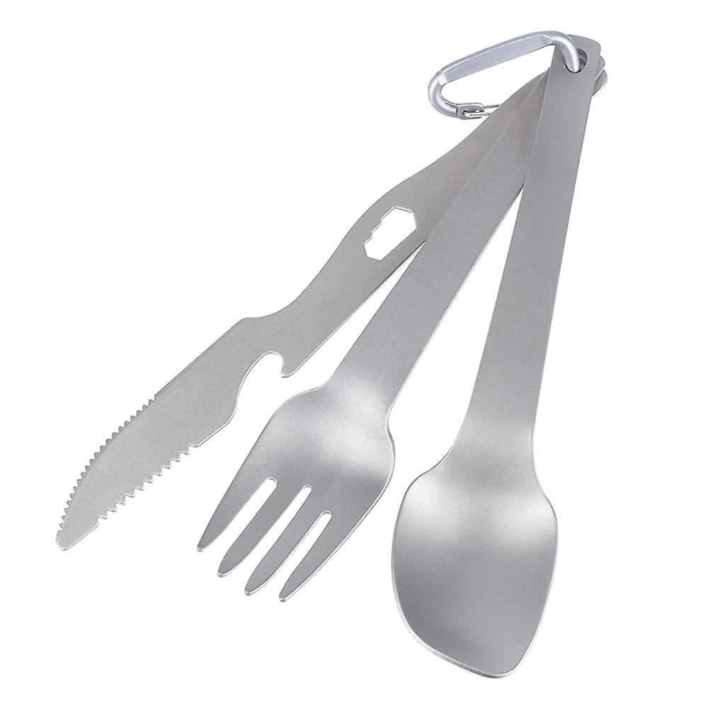 Titanium Knife Fork Spoon Cutlery Set Camping Dishware