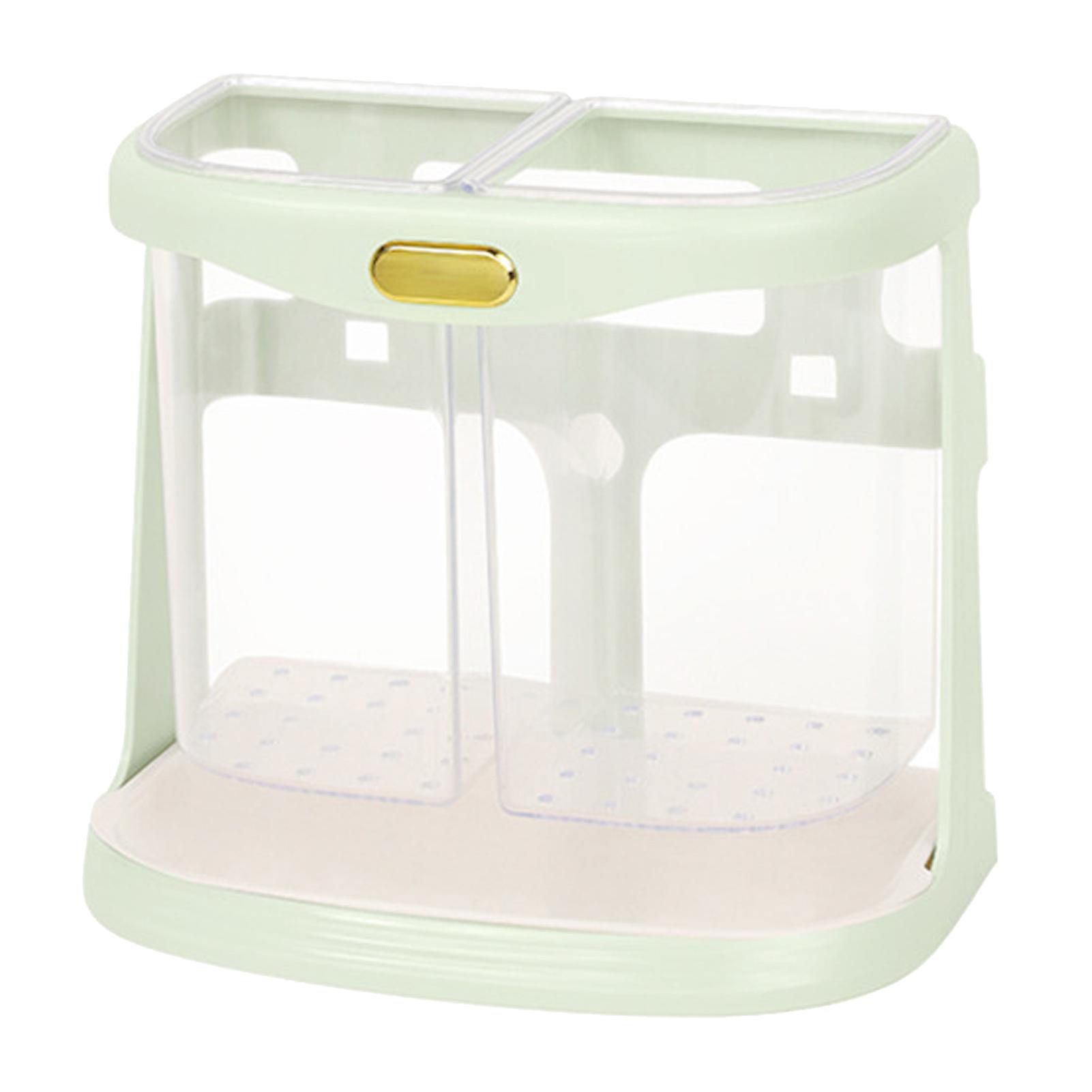 Light Green Wall-Mounted Utensil Drainer for Forks, Spoons, and Chopsticks