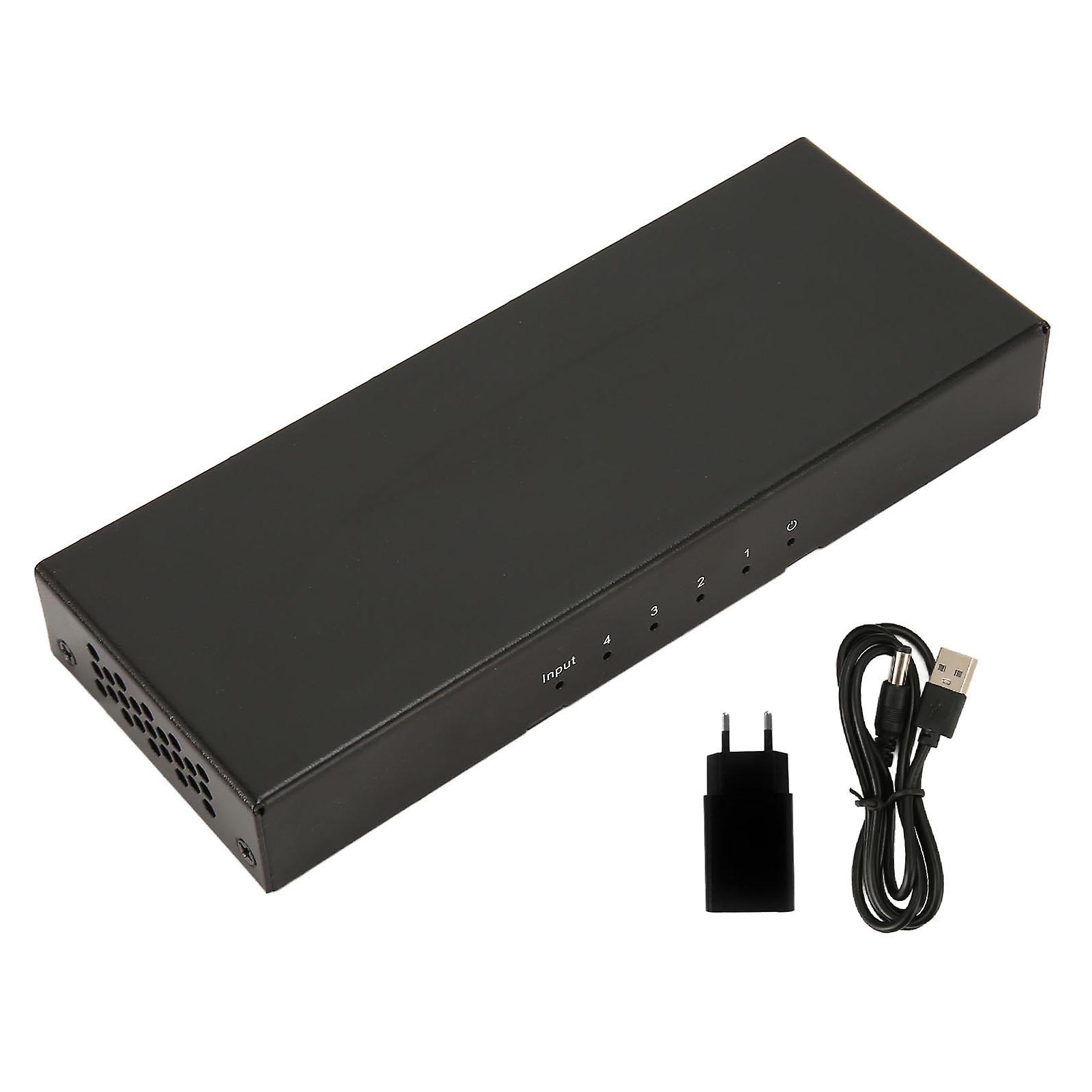 HD Multimedia Interface Splitter Professional 4K 30Hz 3D Visual Effects 1 in 4 Out HD Multimedia Interface Splitter 100V‑240V EU Plug