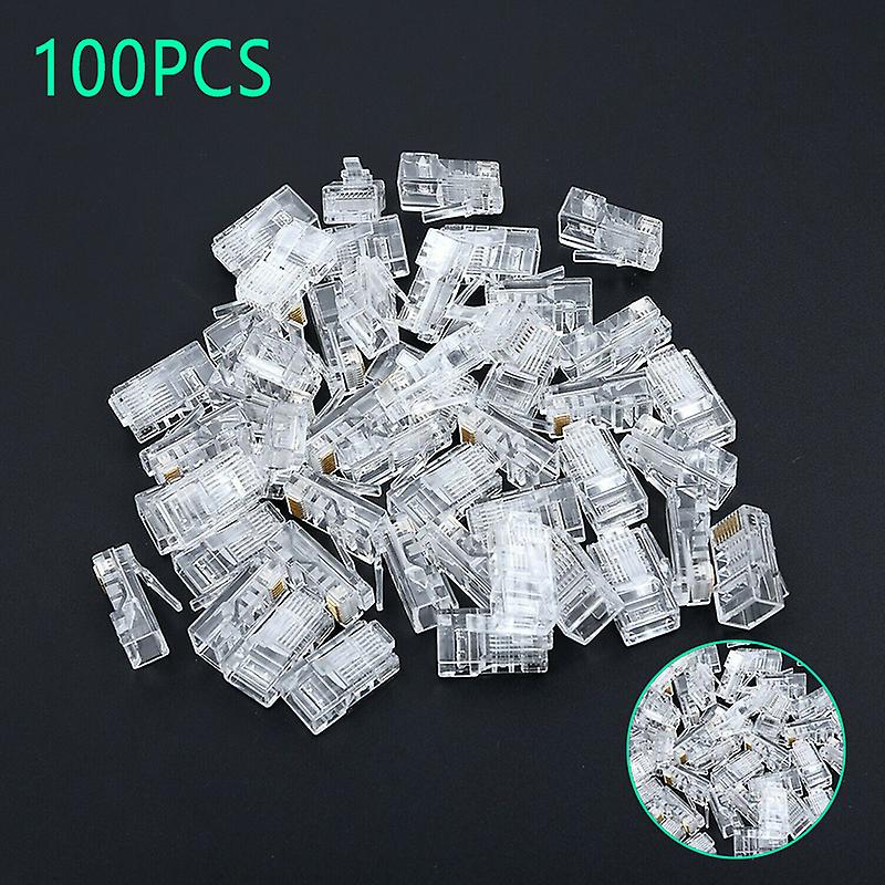 100PCS RJ45 Network Modular Plug 8P8C CAT5e Cable Connector End Pass Through