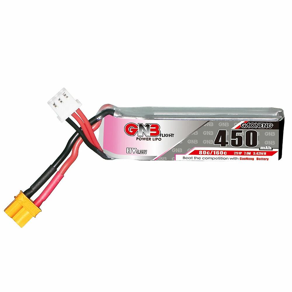GAONENG GNB 2S 7.6V 450mAh 80C XT30 LiHV LiPo Battery for DarwinFPV Baby Ape Happymodel Mobula8 Sub