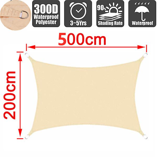 300d Waterproof Polyester Square Rectangle Shade Sail Garden Terrace Canopy Swimming Sun Shade Camping Hiking Yard Sail Awning