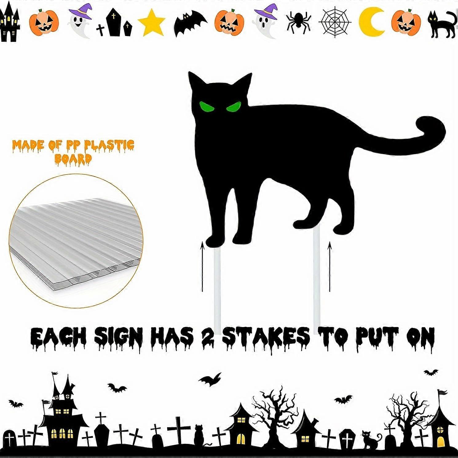 New ModelsSpooky Black Cat Halloween Yard Signs: 12 Stakes Waterproof Lawn Decorations - Scary Silhouette Halloween Decorations for Outdoor Yard Lawn