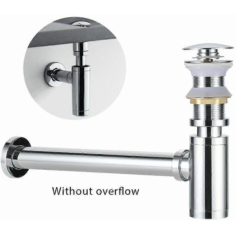 Wall-Mounted Lavatory with Round Pop-Up Siphon, Automatic with Copper Filter Grid, No Overflow