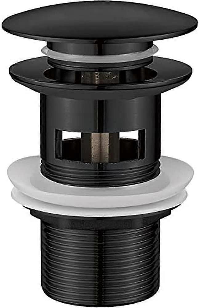 Large black copper bouncing basin drain, with overflow.66*102mm