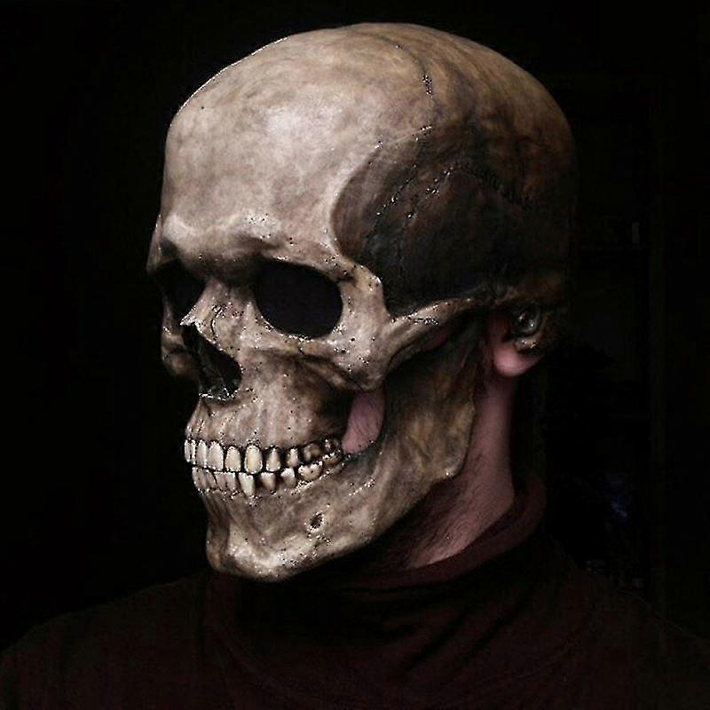 1 قطع جديدة كامل الرأس قناع الجمجمة الفم يمكن نقلها هالوين الرعب الكبار قناع الجمجمة مسكون البيت الدعائم المنقولة الفك قناع اللاتكس