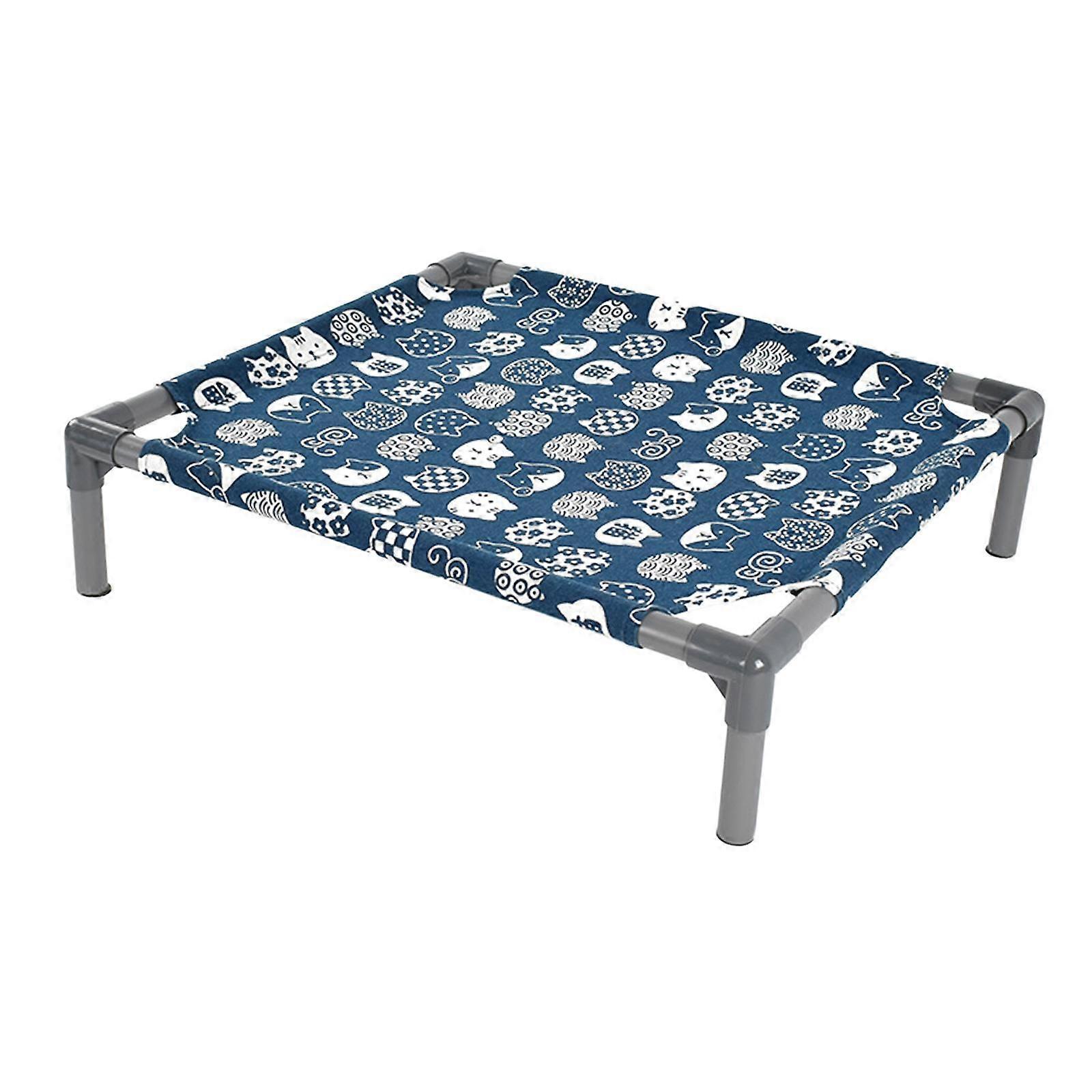 Elevated Cat Bed Canvas Resting Detachable Cozy for Bunny Rabbit Indoor Cats dark blue