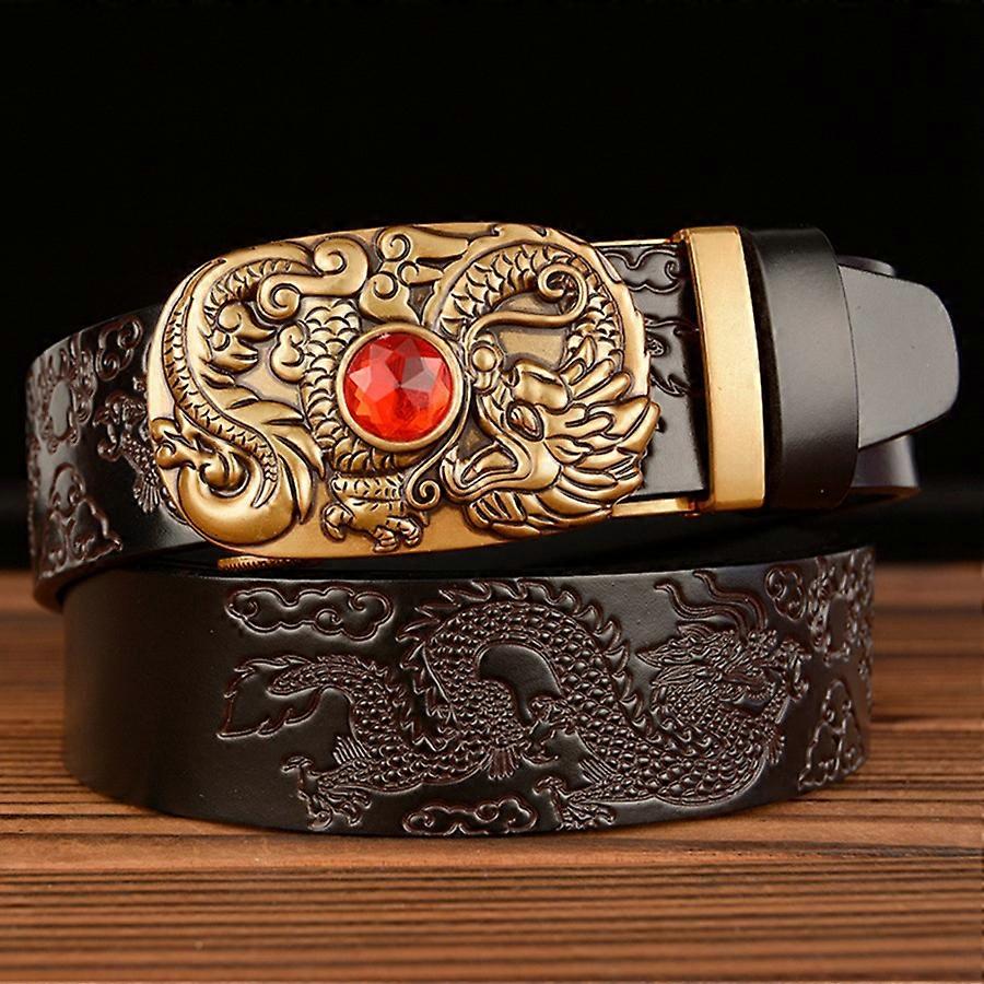 Redkid New Male Grain Leather Brand Dragon Designer Automatic Buckle Mens Belt For Leather Belt Silv