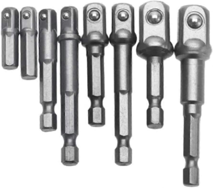 8 Piece Socket Wrench Hex Shank Drive Extension Rod Electric Drill Socket Adapter Set Useful And Convenient