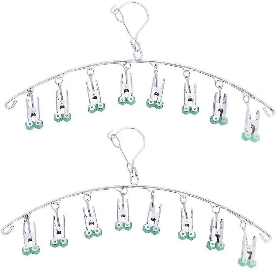2pcs Stainless Steel Drying Rack With 8 Hooks