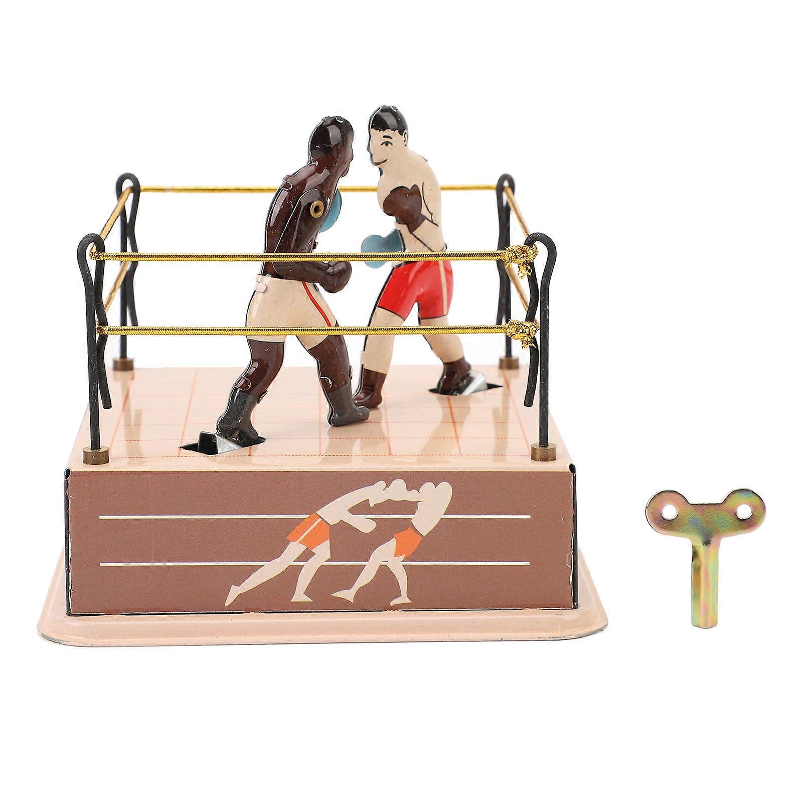 Clockwork Boxing Toy Nostalgic Theme Boxing Ring Tin Toy Decorative Vintage Collection