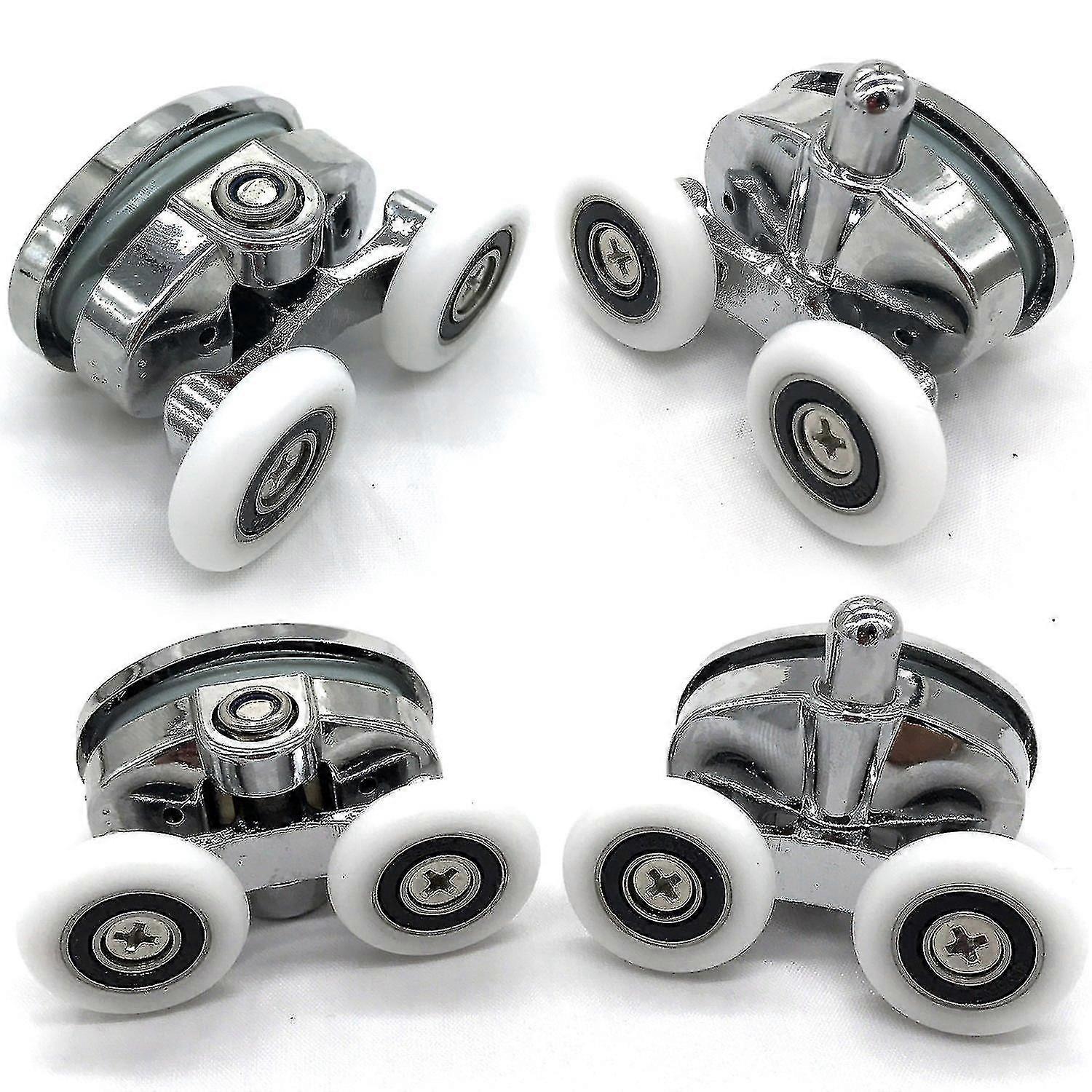 Set mit 4 Duschtürrollen - Zwei Räder - Oval - Schmetterlingsförmig (23mm)