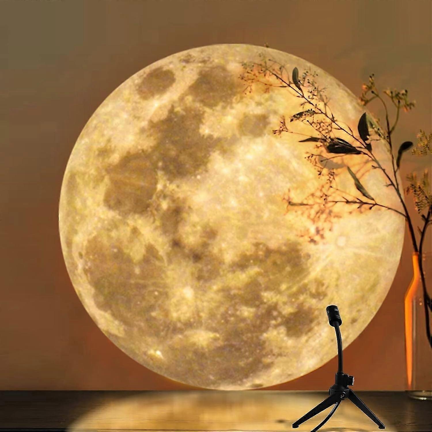 Moon Lamp Projector Night Light,360° Moon Projection Light USB Charging Lighting,Romantic Moon Atmos