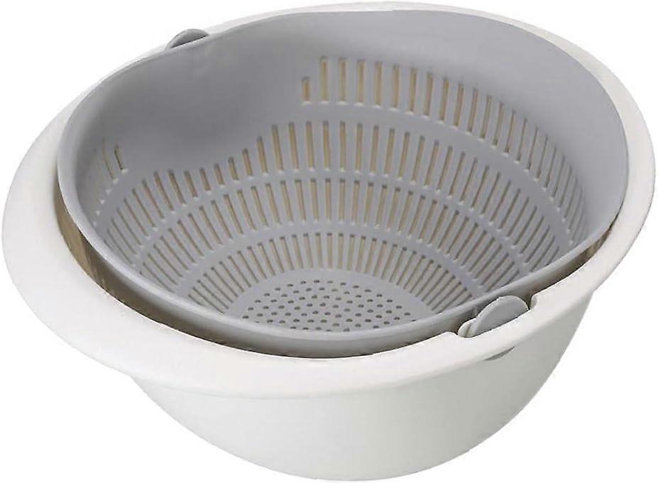 Tizzy Drain Basket Double Layer Rotating Drainer Vegetable Fruit Vegetable Basin
